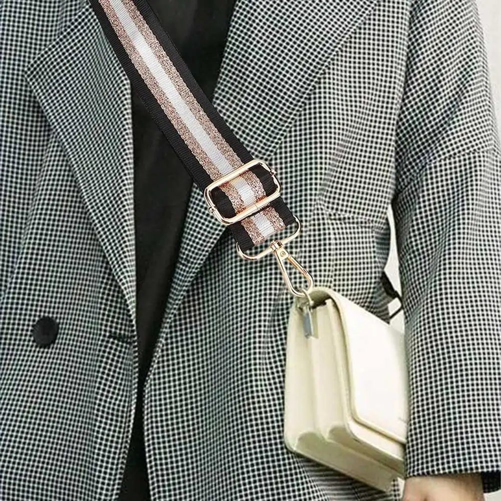 

4cm Adjustable Shoulder Strap Fashion Shoulder Bag Straps Geometric Stripe Printing Simple Portable Jacquard for Women Handbags