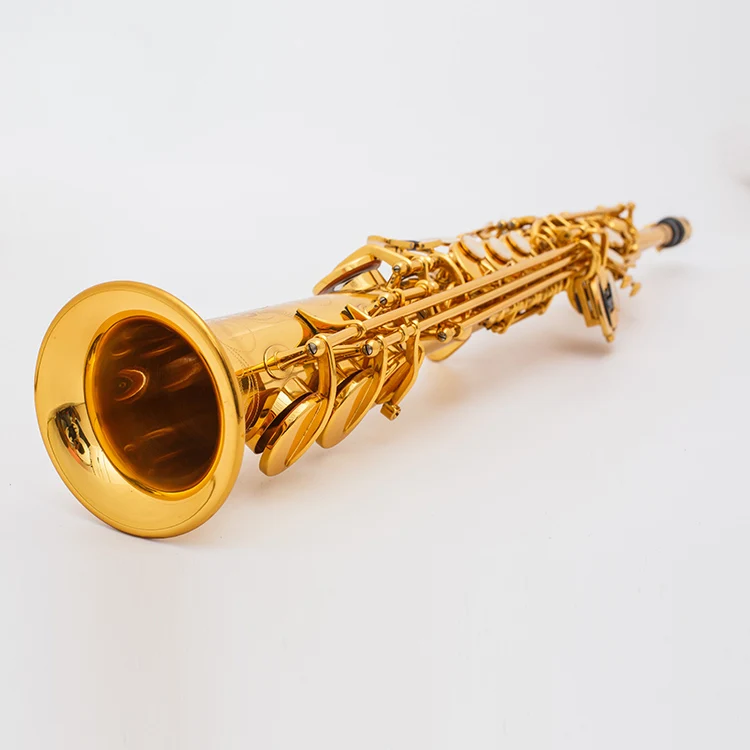 

Professional performance grade soprano Bb straightening pipe gold and copper saxophone