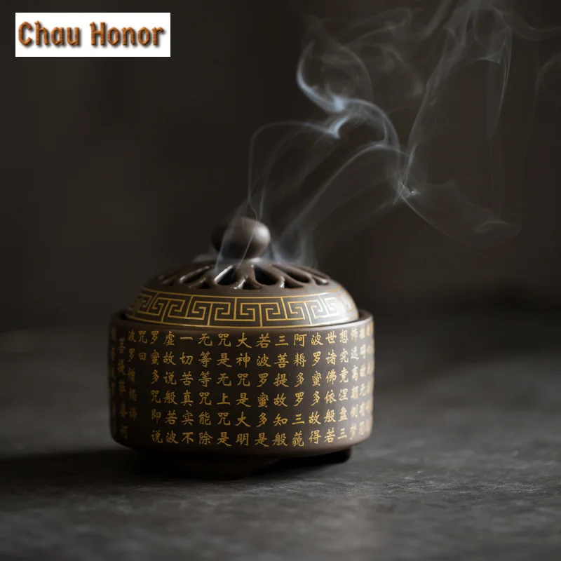 

Chinese Cloisonne Ceramic Incense Burner Heart Sutra Aromatherapy Stove Enamel Color Aromatherapy Furnace Home Decoration Craft