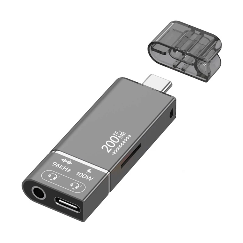PD100W Fast Charging High-Speed TF Memory Card SD Card Reader 200mb Headphone 3.5mm Type-C 3.1 Adapter-A86Z