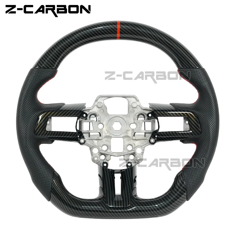 Hydro Print Carbon Fiber Steering Wheel For Ford Mustang GT 2015-2023 Steering Wheel With Trim Cover Racing Sport Wheel