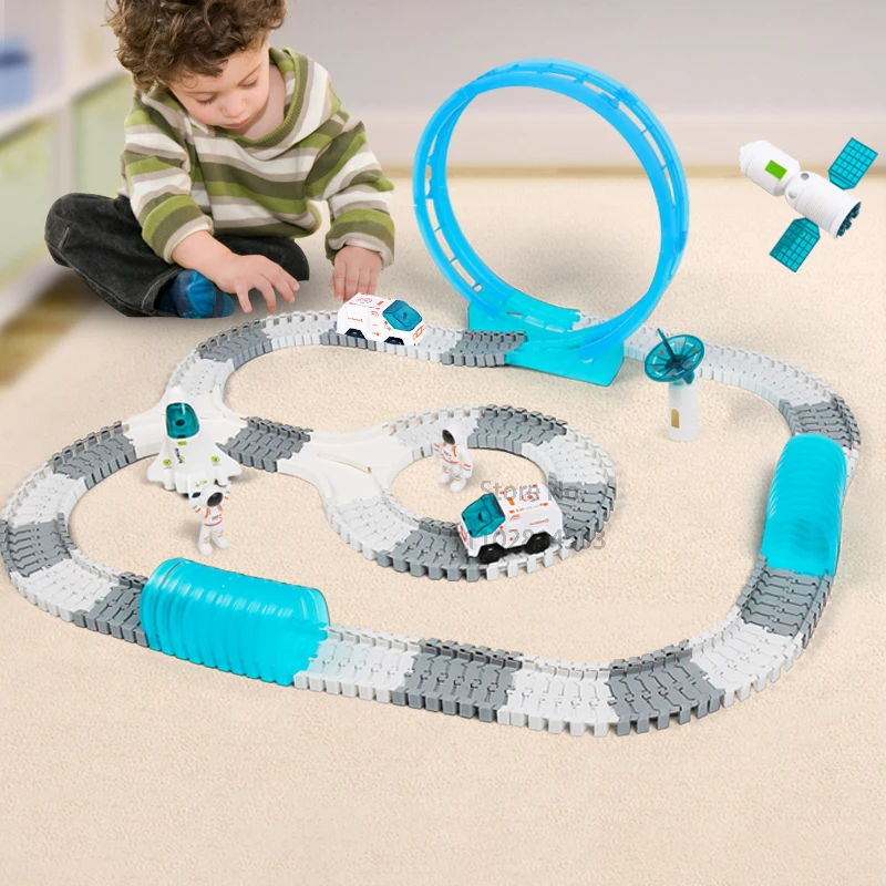 332pcs DIY Aviation Theme Car and Train Track Set for Children and Railway Magic Racing Hot Mini Car Flexible Game for Gifts Toy