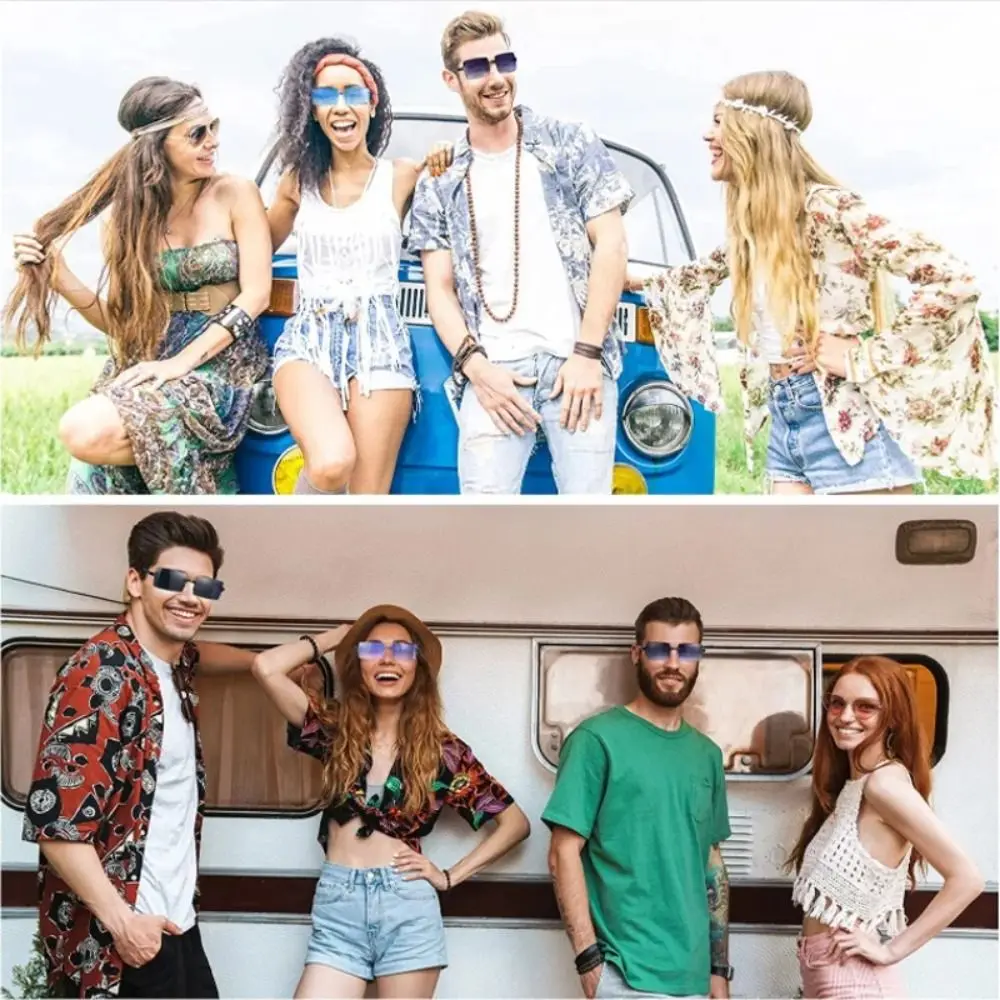 Trendy UV Protection Rimless Rectangle Sunglasses Plastics Gradient Shades Eyewear for Women & Men