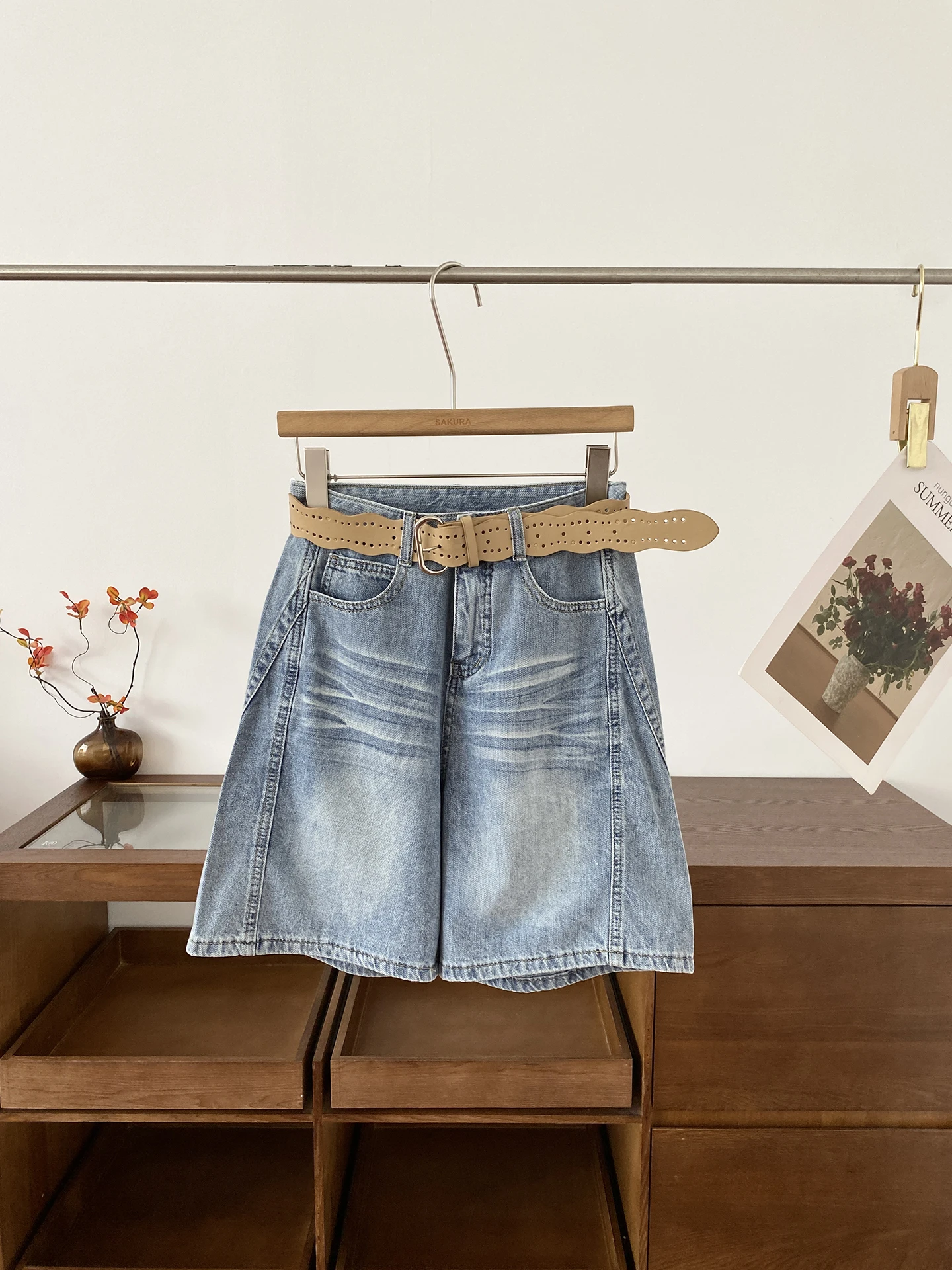 

High Waist Wide Leg Jeans Women's Loose Fit Washed Denim Capri Pants Korean Style Summer New Arrival Slimming Effect