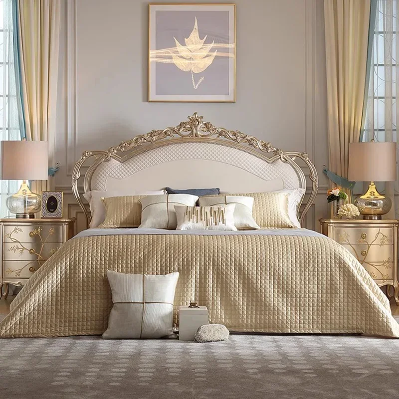 Luxury Bedroom Bed King Size Castle Girls Human Dog Wooden Massage Bed Princess Sleeping Letto Matrimoniale Trendy Furniture