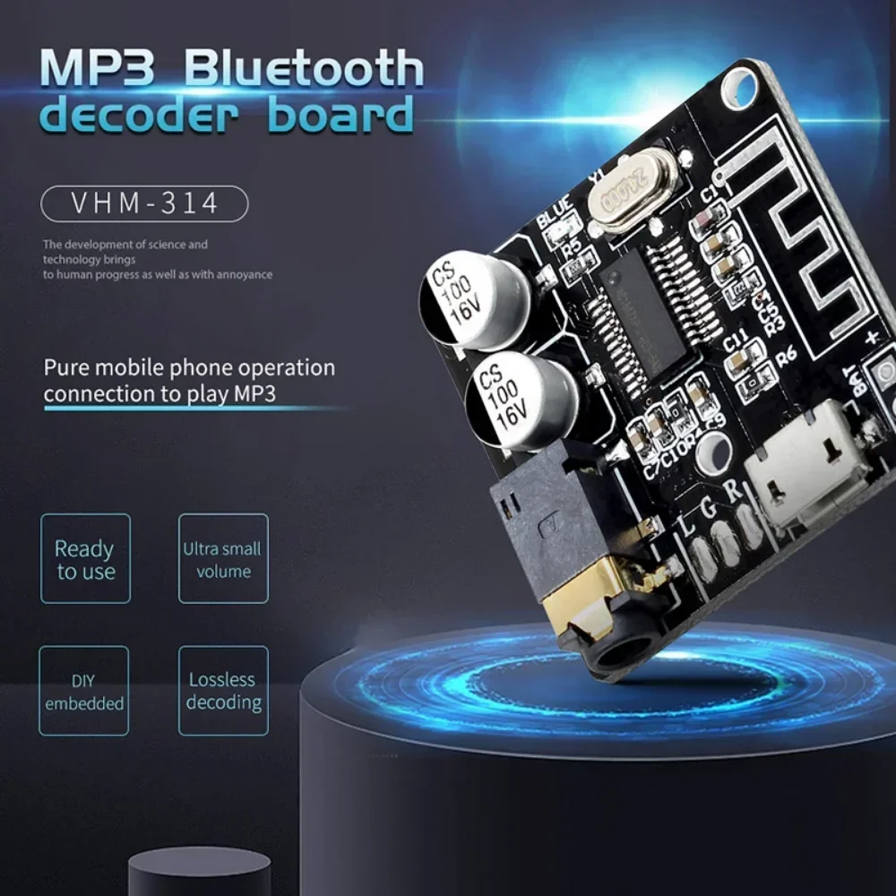VHM-314 Bluetooth Audio Receiver Board 1-10pcs Bluetooth 5.0 MP3 Lossless Decoder Board Wireless Stereo Music Module 3.7-5V