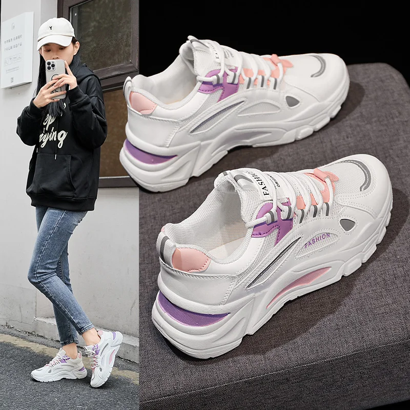 

Women Shoes 2025 New Autumn Trendy Brand Torre Female Thick Sole Increased Casual Flow Reflective Sports Running Trendy Shoes