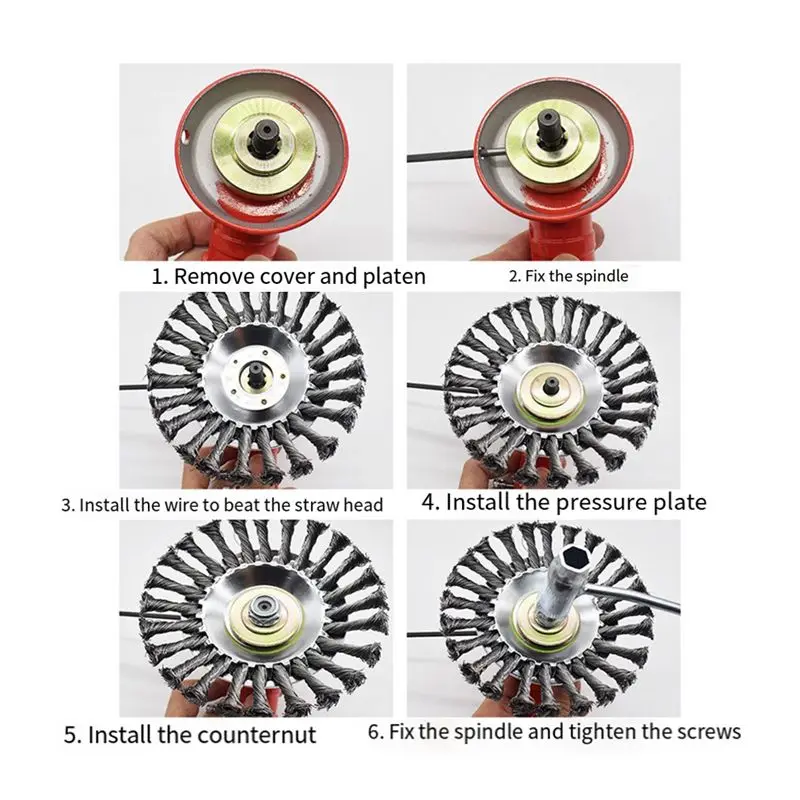 

[AA49] 6-дюймовая роторная щетка для удаления сорняков, насадка-триммер с универсальным адаптером для замены лезвий газонокосилки