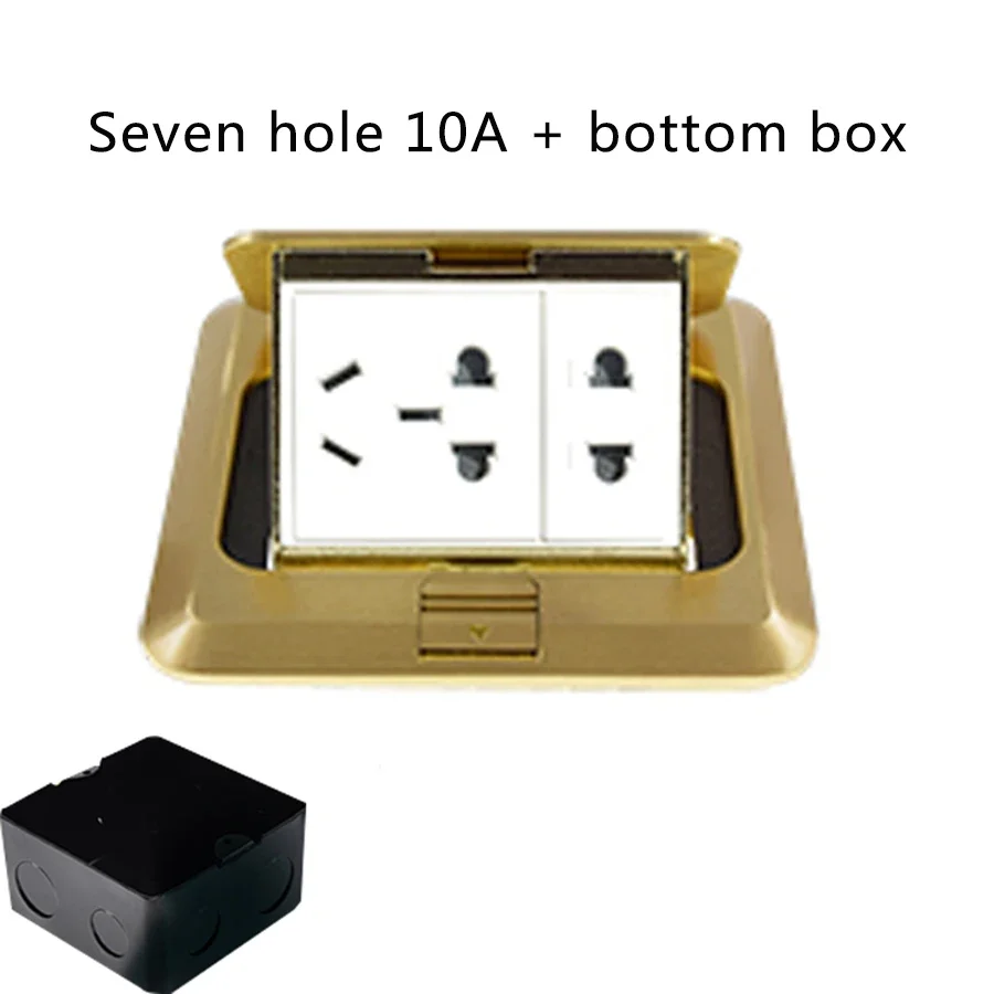 Solid Copper Gold Panel Pop-Up Floor Socket 10A With USB Charging Port, Customizable Power Socket Module Combination
