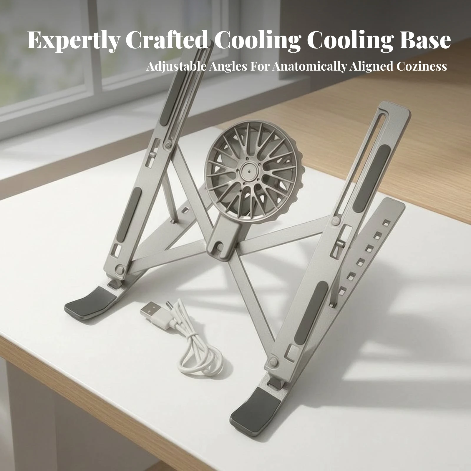 Laptop Stand with Cooling Fan Non-Slip Foldable Laptop Stand Foldable Device Riser Stable Ventilated for Gamers, Home Office