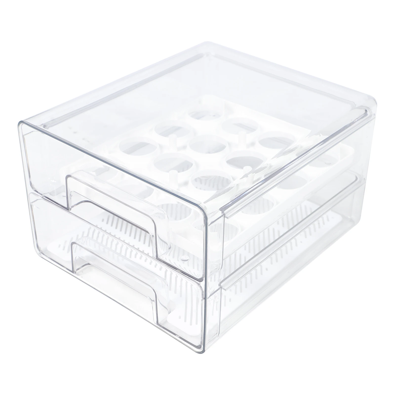 

Plastic Drawer Storage Box Transparent Kitchen ganizer 32 Compartments Double Layer Egg Cartons Refrigerator Bins Storage