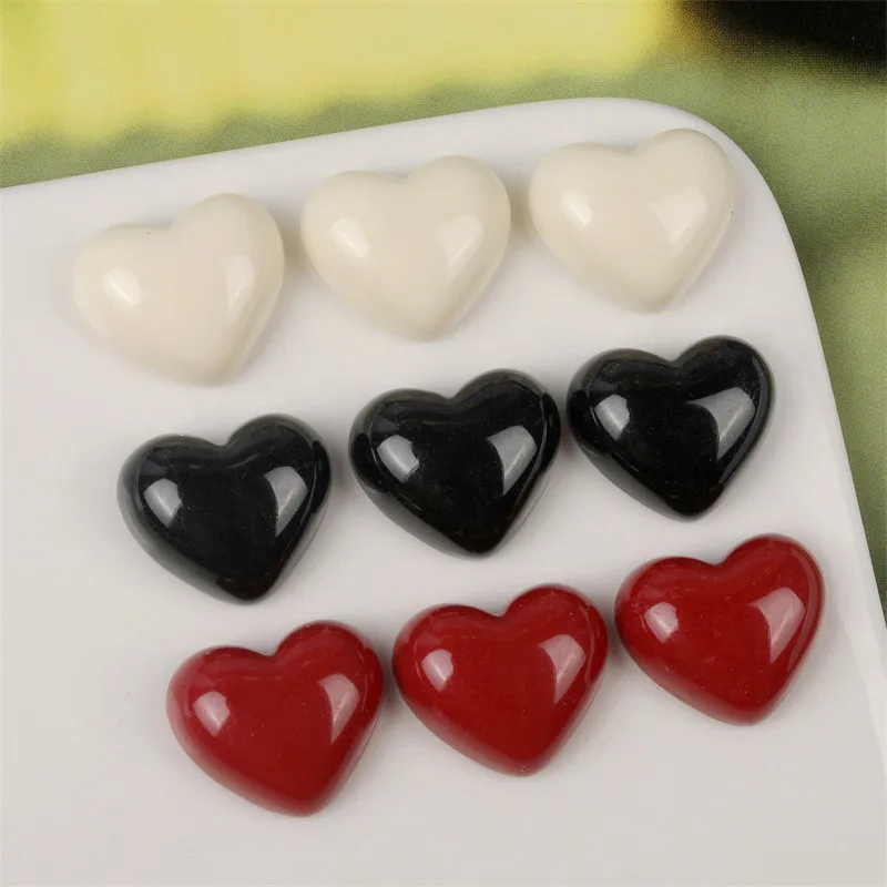 New style 100pcs/lot color print cartoon hearts shape resin flatback cabochon bead diy jewelry earring/garment pendant accessory