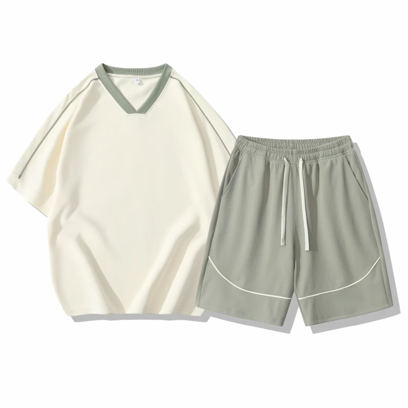 Outdoor Basketball Training Sweat Absorbing Quick Drying Two-piece Set Fashionable Loose Comfortable Short Sleeved Shorts Set