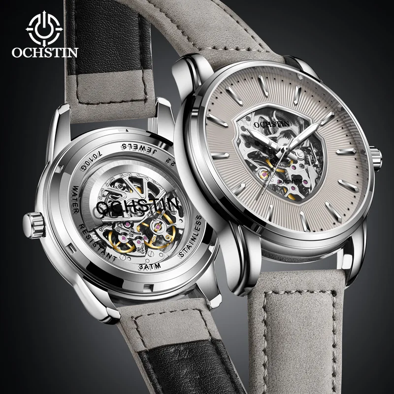 

OCHSTIN brand high-end mechanical men's watch fashionable empty waterproof men's watch genuine leather wrist guard strap