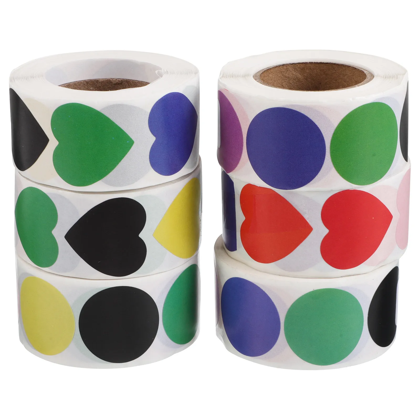 500Pcs Colorful Heart Round Stickers DIY Craft Scrapbooking Envelope Sealing Reusable Adhesive Valentines Decor