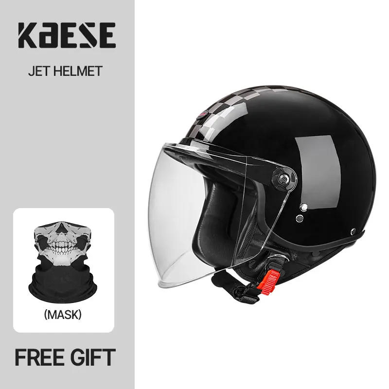 

Elegant Simple Design 3/4 Open Face Motorcycle Helmet Bright Black Finish Suitable for Male and Female Riders DOT Certified