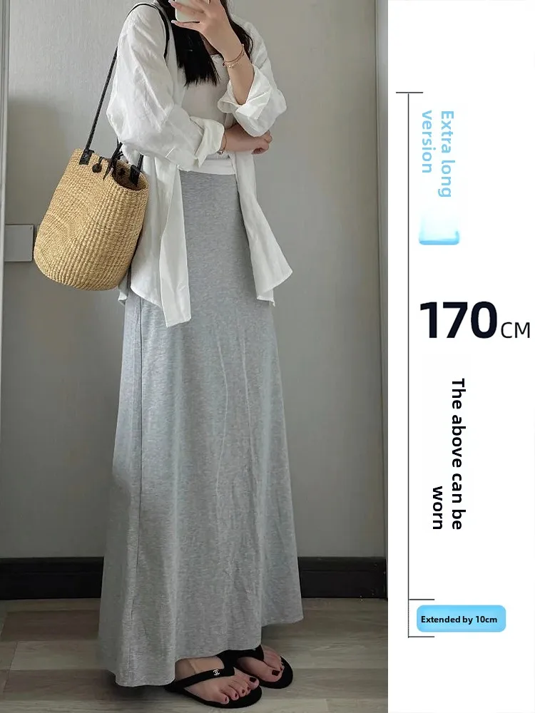 

Ele Long High Waist A-Line Skirt for Taller Women Spring Autumn Season Versatile Drapey Midi Skirt Comfortable Casual Wear