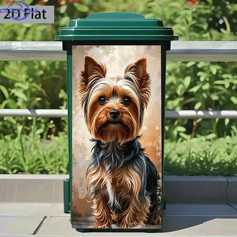 1pc of Trash Can Sticker, 37×82 Cm, Featuring a Cute Yorkshire Terrier Portrait Design, Self-Adhesive Wall Decoration Wallpape