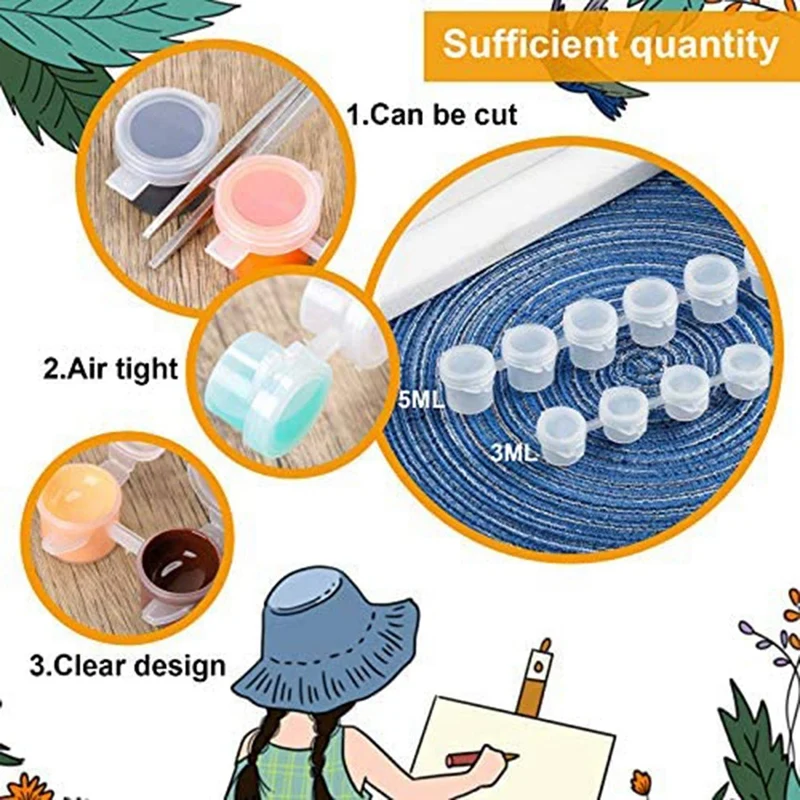 80 Strips 480 Pots Empty Paint Strips Paint Cup Pots Mini Paint Pots Clear Storage Containers For Paintings Art (3Ml)