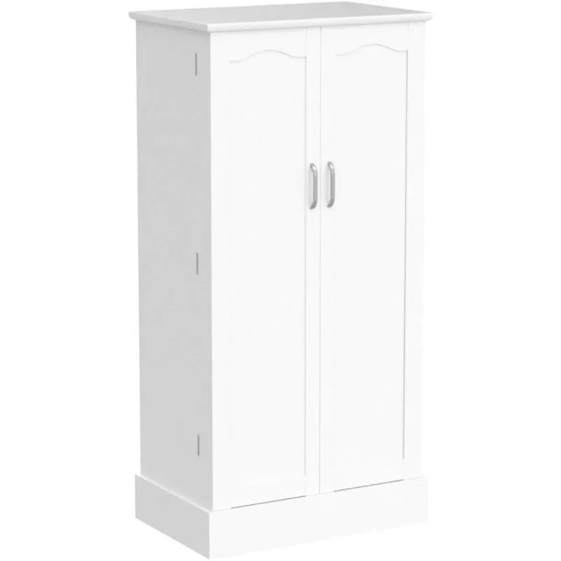 

47” Kitchen Pantry Cabinet, White Freestanding Buffet Cupboards Sideboard with Doors & Adjustable Shelves, Kitchen Pantry Storag