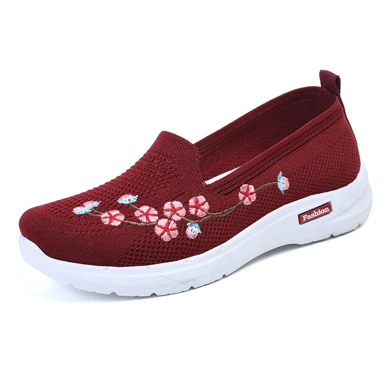 2024 Summer New Comfort Casual Women's Shoes Fashion Soft Sole Breathable Hollow Out Flat Mom's Shoes Solid Zapatos De Mujer