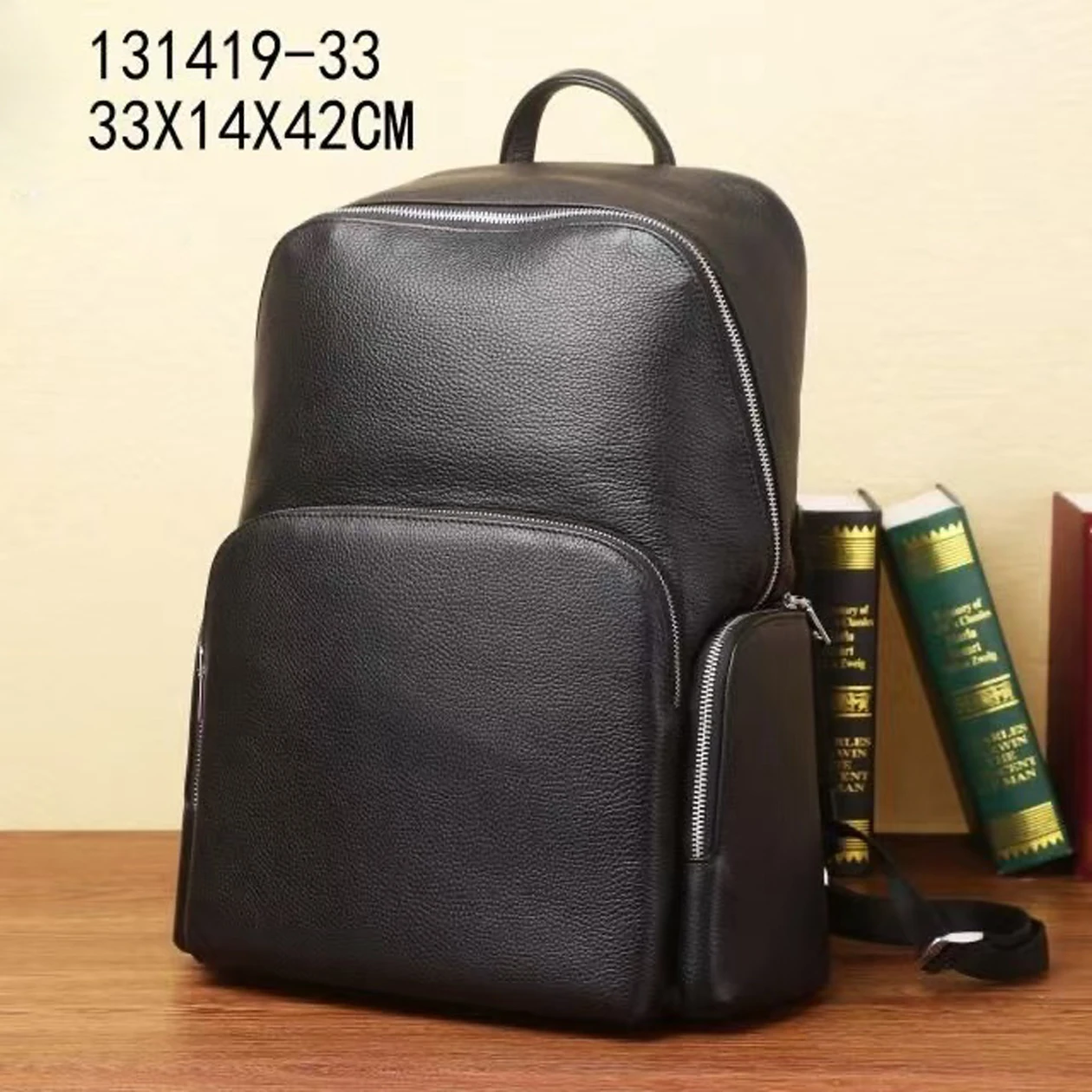 wmnuo Backpack Men Genuine Cowhide Leather Black Business Bag Man Shoulder Bag Mochila Designer Big Travel Bag Laptop Rucksack