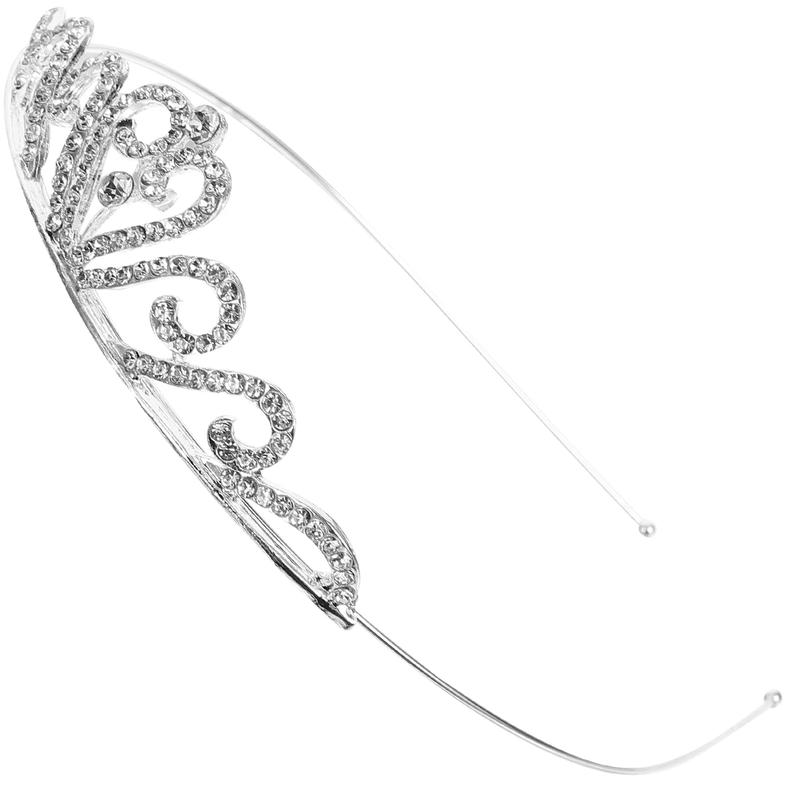 

Rhinestone Crown Headband 38cm Silver Heart Shaped Hair Clips Kids Princess Tiara Wedding Party Children Barrettes Hairband