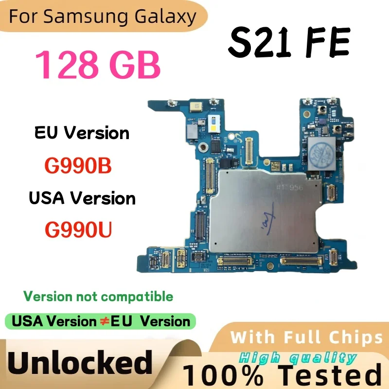Материнская Плата Samsung Galaxy S21 FE G990U/G990B, 100% Рабочая, Оригинальный Чип, Разблокирована, Без Блокировки Google