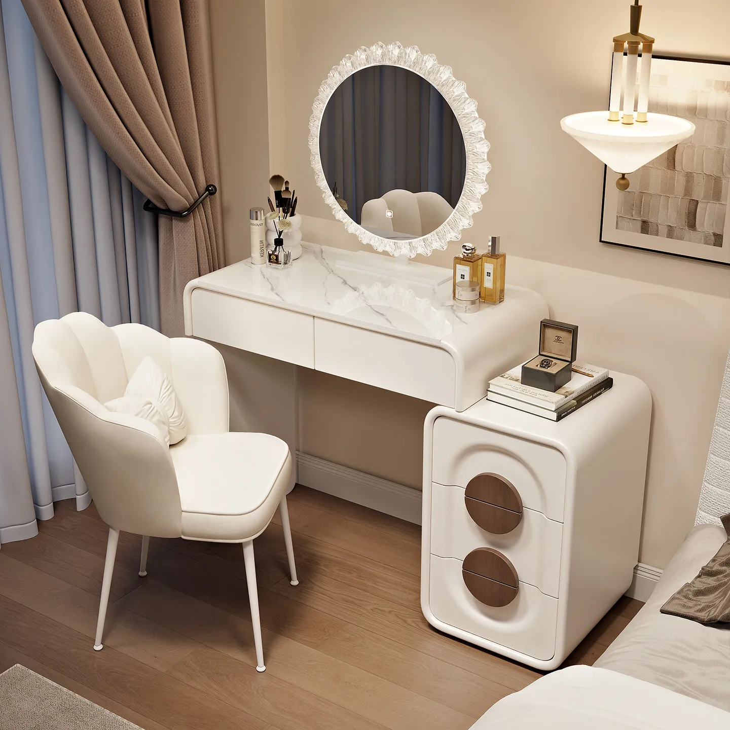 cream wind dressing table white minimalist light luxury Makeup vanity modern high-end cassettiera camera da letto furniture home