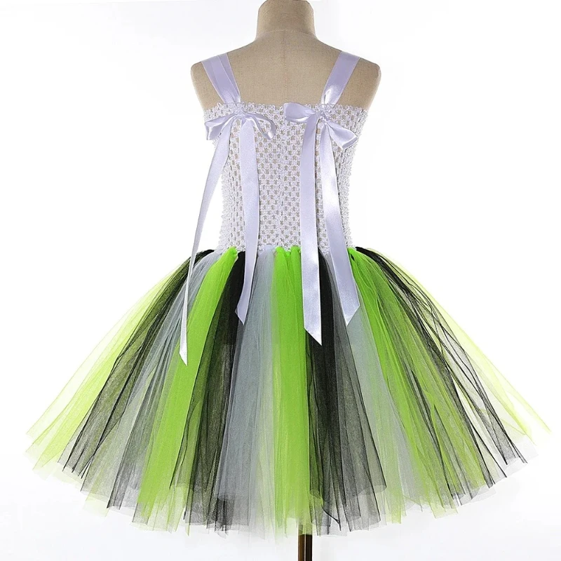 

Kids Costume Girls Black White Striped Tulle Tutu Dress Girls Halloween Carnival Party Princess Dress Up Clothes