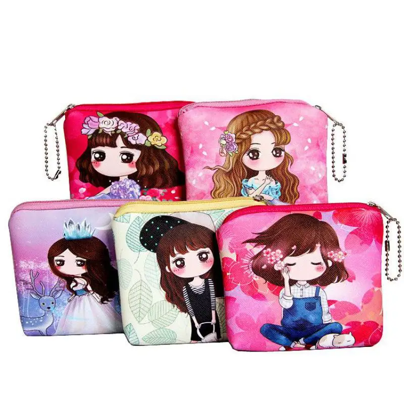 Dolls pattern Wallet Student Girls Short Wallet Card Bag Pocket Change Purse Cute Purse Clear Purse Small Pouch coin Mini Bag