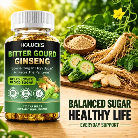 Bitter Melon Ginseng Capsules, Help Maintain Healthy Blood Sugar & Pancreas  Levels, Support Heart & Digestive Health, Energy