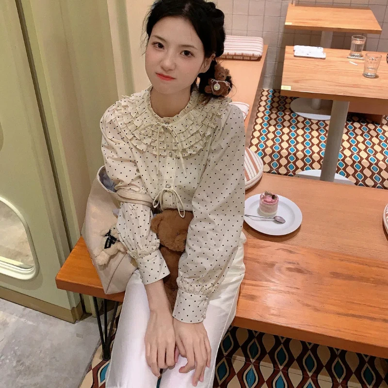 일본 스타일 웨이브포인트 셔츠, 귀엽고 고급스러운 디자인, 독특한 웨이브포인트 셔츠