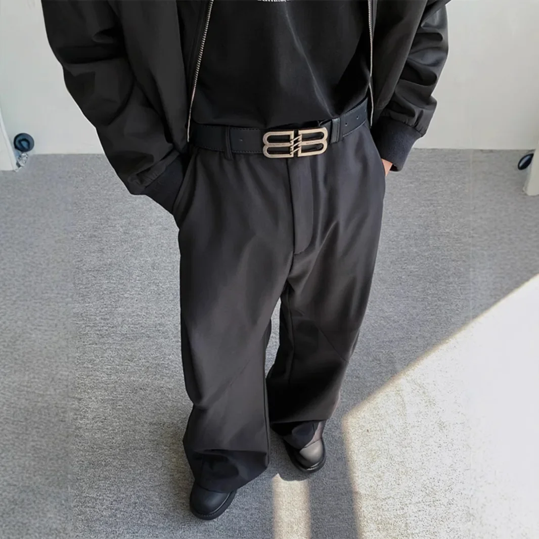 

New Male Pants Korean Fashion High Street Loose Casual Suit Trousers Black Wide Leg Men's Pants Y2k Japanese Streetwear