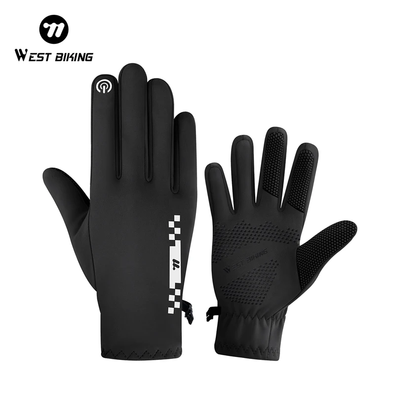 WEST BIKING Radhandschuhe mit lokalem Versand, Fleece-gefüttert, thermisch, winddicht, Touchscreen-kompatibel, rutschfest, mit Anti-Verlust-Schnalle für Radfahren, Laufen, Angeln, Winter, Outdoor,