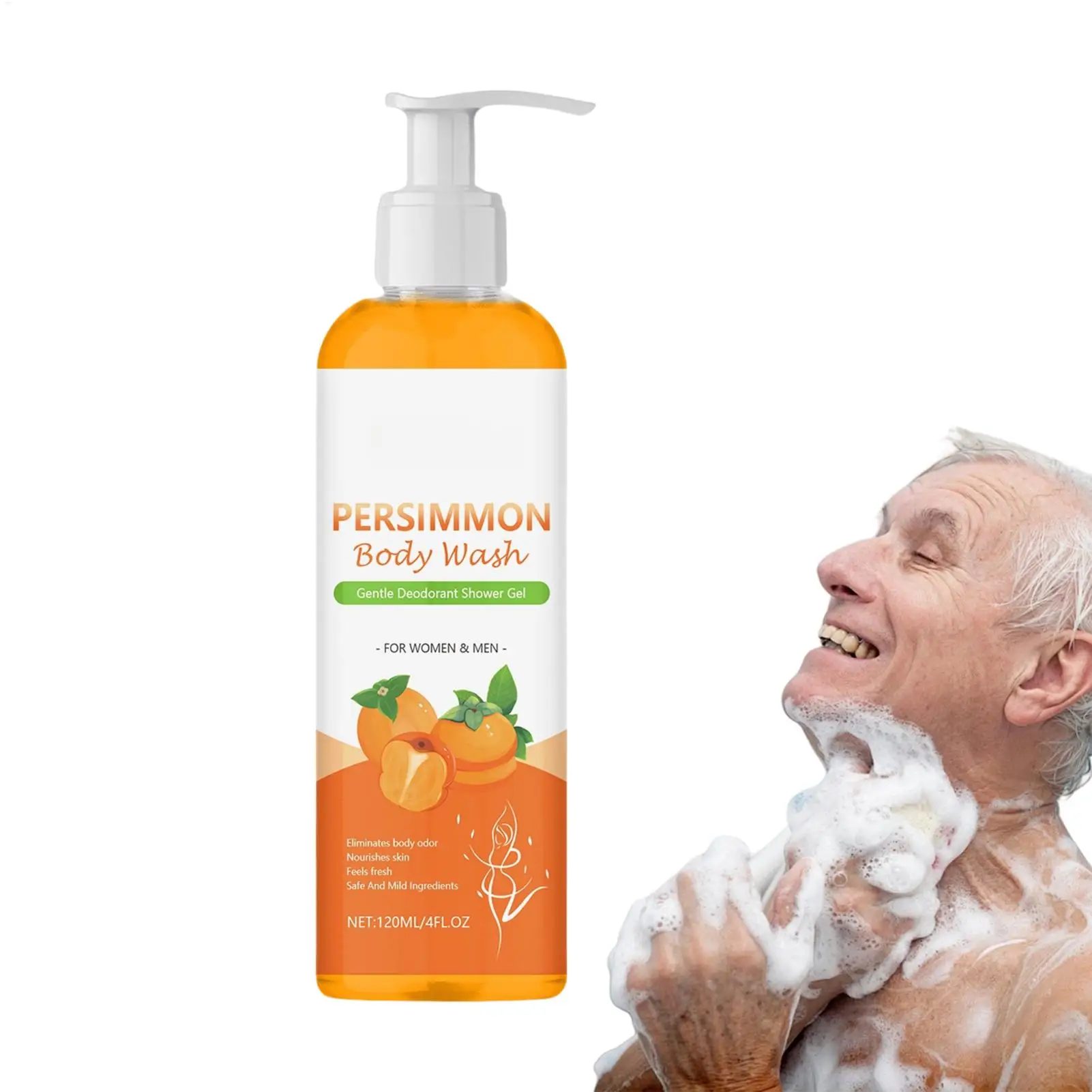120ml Persimmon Body Wash For Body Odor Control Cleansing Body Deodorizing Moisturising Body Wash For Eliminating Body Odor