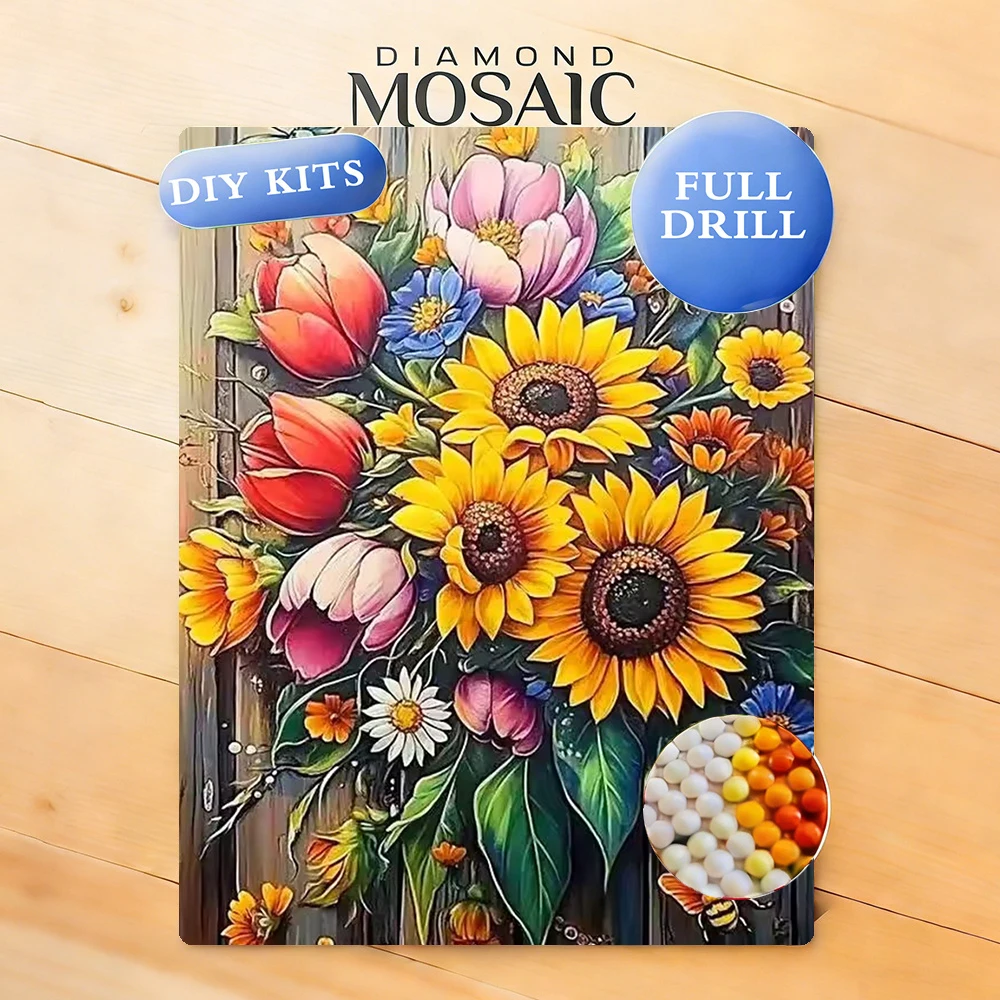 

AZQSD Diamond Mosaic Novelties 2026 Sunflower Handicrafts 5d Diy Painting Daisy Floral Text Full Drill Pictures Rhinestones