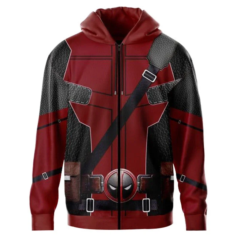 Movie Deadpool Wolverine Cosplay Costume Adult Unisex Superhero Hoodie Jacket Party Halloween Casual Zipper Coat