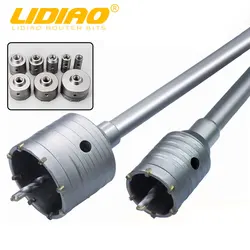 LIDIAO 30-120mm SDS Plus Hammer Drills Wall Hole Saw Drill Bit Set Cutter Tools Round Shank Drill Bit for Concrete Brick Stone