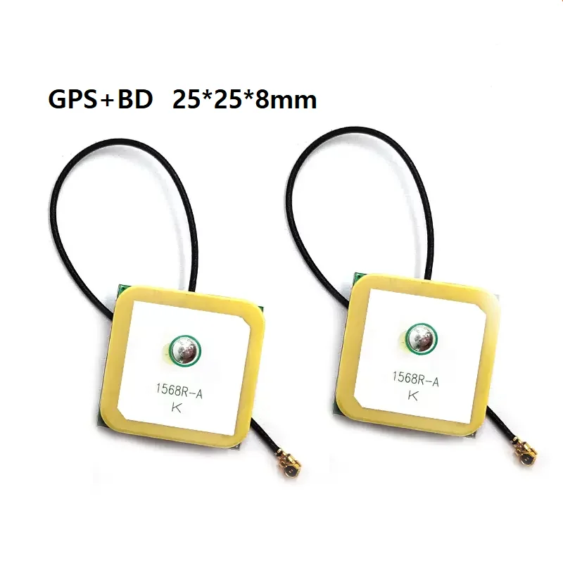 2 piece in stock! 2pcs GPS+BeiDou Ceramic Active Antenna Omnidirectional Navigation Positioning IPX U.FL 25*25*8mm 5CM/12CM/20CM