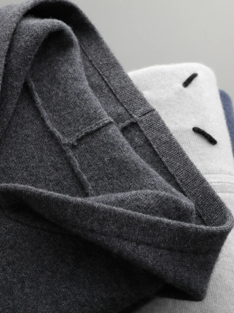 Yoyoselect  Luxury Men's Cashmere Hooded Cardigan Autumn Winter Thick Warm Sport Casual Knitwear 100% Cashmere Sweater Coat