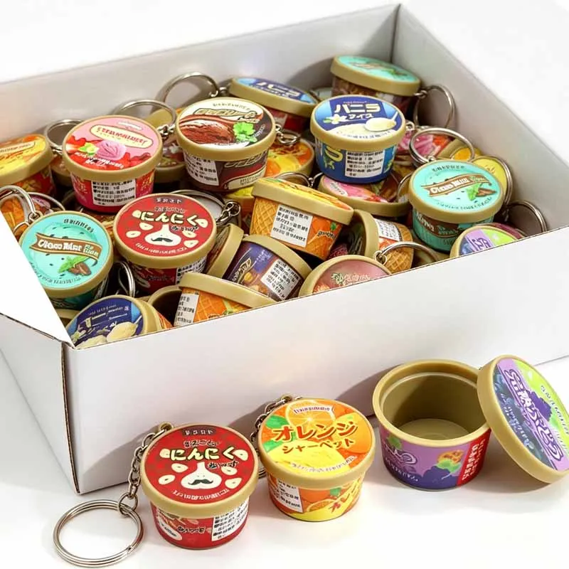 Funny Japanese Miniature Keychain Ice Cream Cone Slow Rebound Pinch Pendant Creative Food Play Flavors Pudding Key Ring Chain