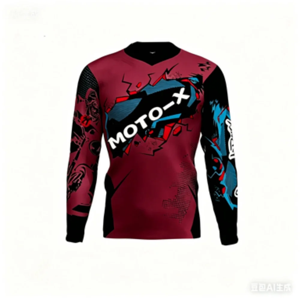 MOTO-X Themed Long-Sleeve Sports Top Breathable Comfortable for Cycling Training Fitness Daily Casual Wear view 3