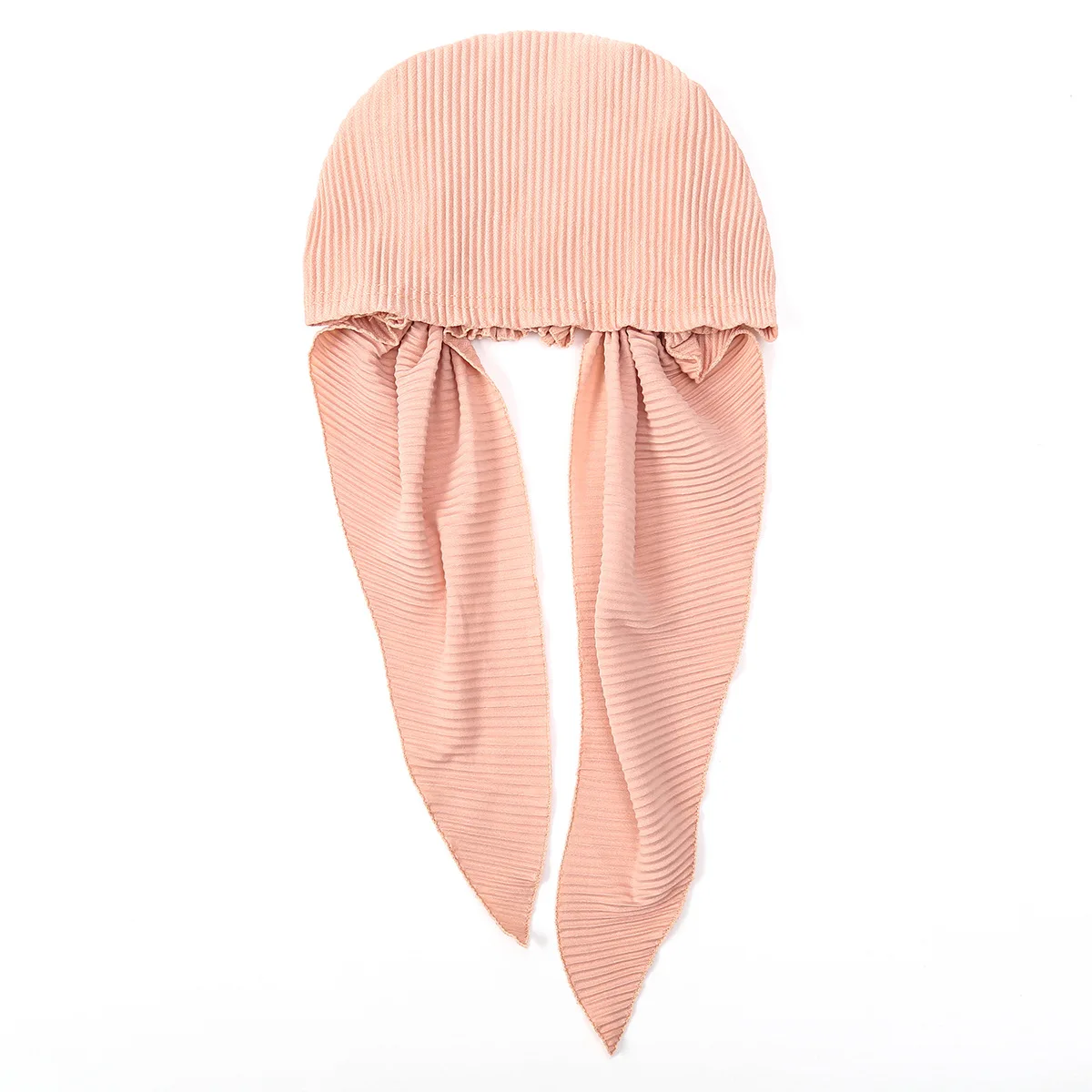 2024 New Crinkle Muslim Hijab Caps Wrap Head Soft Elastic Long Tail Turban Bonnet Fashion Solid Color Headdress Wearable