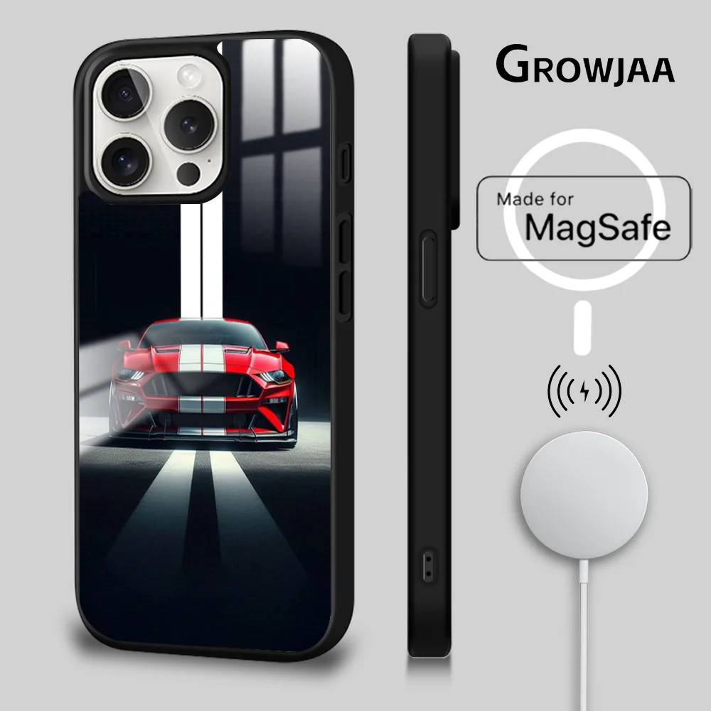 Cool Cars M-MustangS Phone Case For iPhone 15 14 13 12 11 Pro Max Plus Mini Mirror Wireless Magnetic Cover