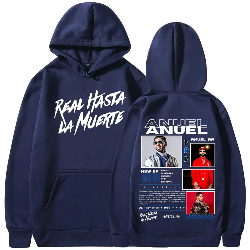 Rapper Anuel AA Real Hasta La Muerte Hoodies Mens Clothing Hip Hop Vintage Sweatshirts Harajuku Long Sleeve Oversized Pullovers