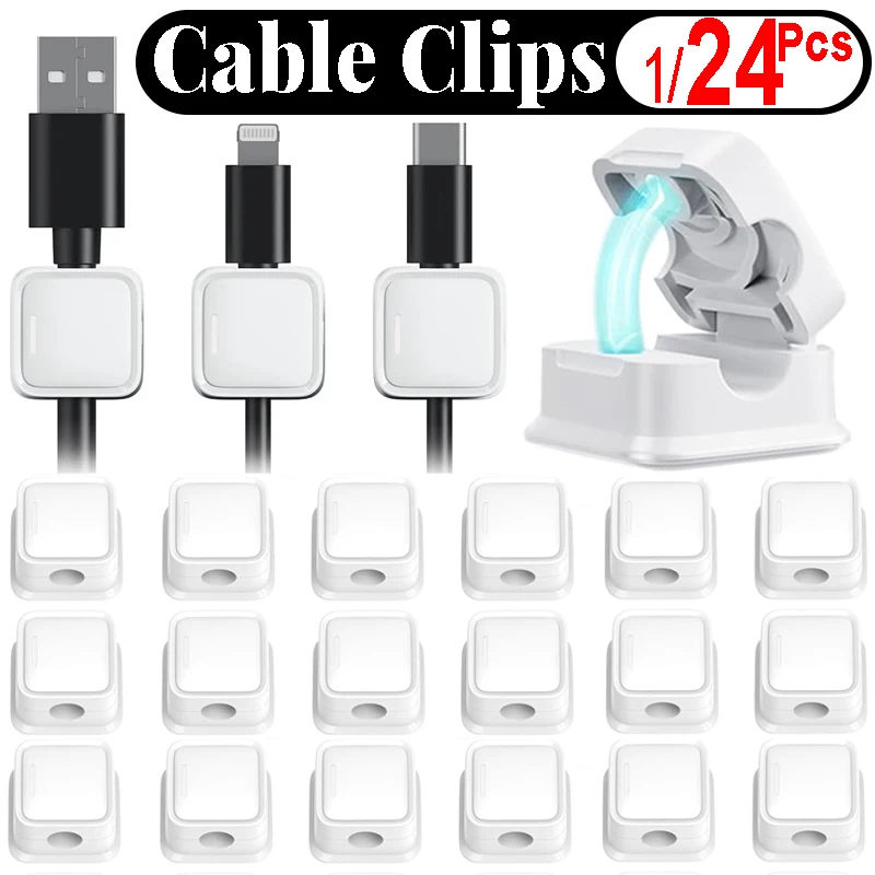 Magnetic Cable Clip Cord Organizer Holder Management Charging Cable Keeper Adhesive Wire Charger Holder for Deak Car Home Office