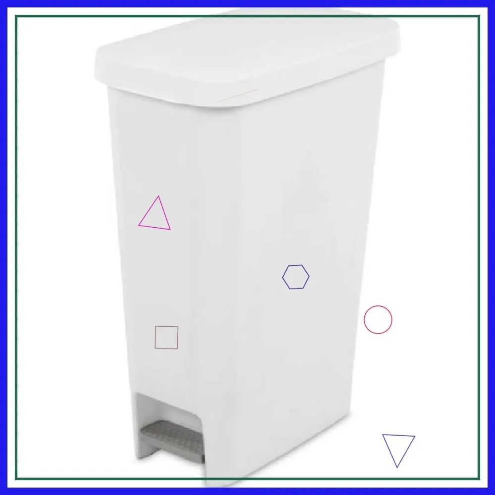 

Белое узкое мусорное ведро на 11 галлонов с педалью, безконтактная урна для кухни и офиса