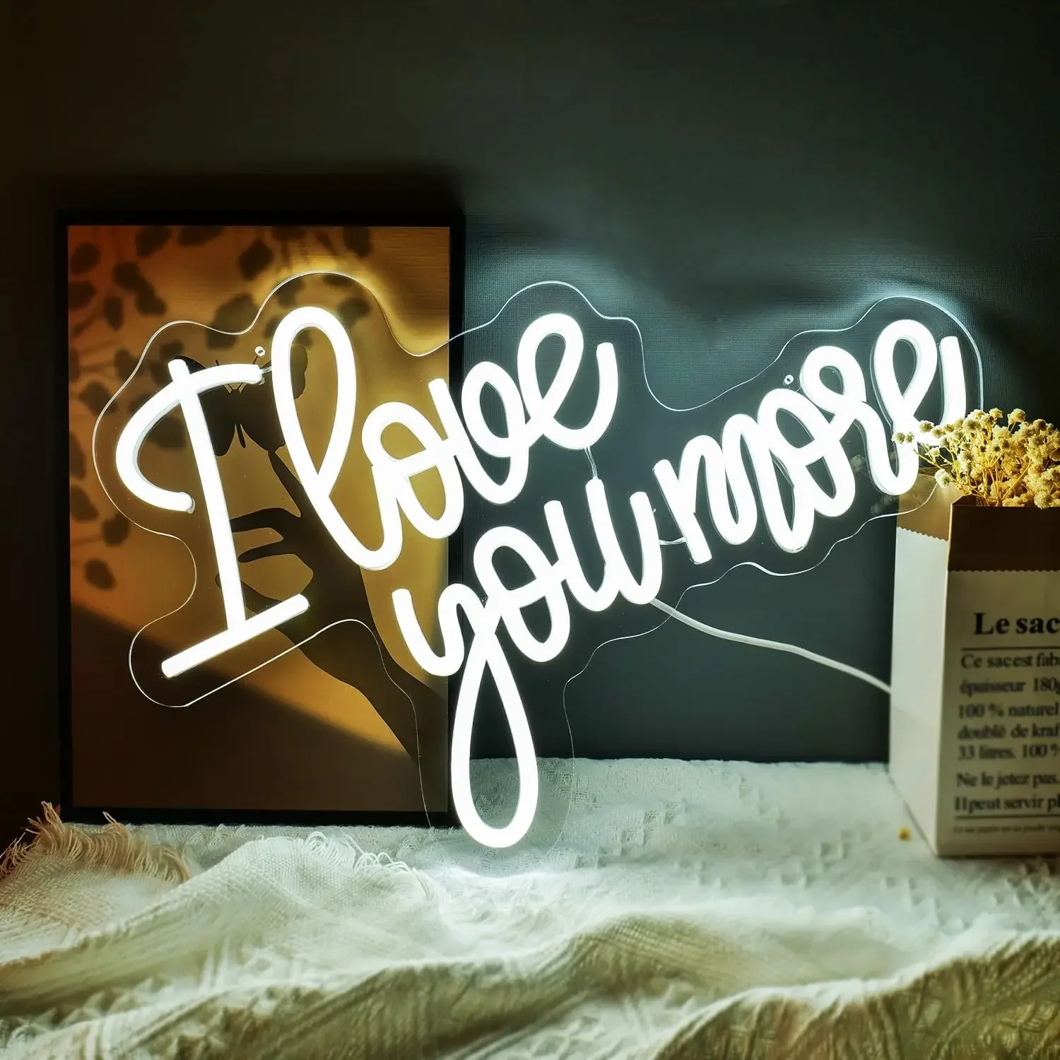I Love You More Neon Sign Romantic Quote LED Wall Art USB Powered Valentine Wedding Bedroom Cafe Party Home Decor Hanging Light