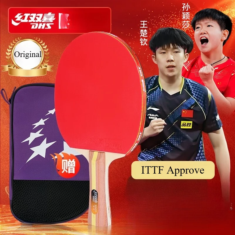 

DHS Table Tennis Racket Professional 2-star H2002 Horizontal Grip Double-sided Pimples in Single Racket with Racket Bag and Ball